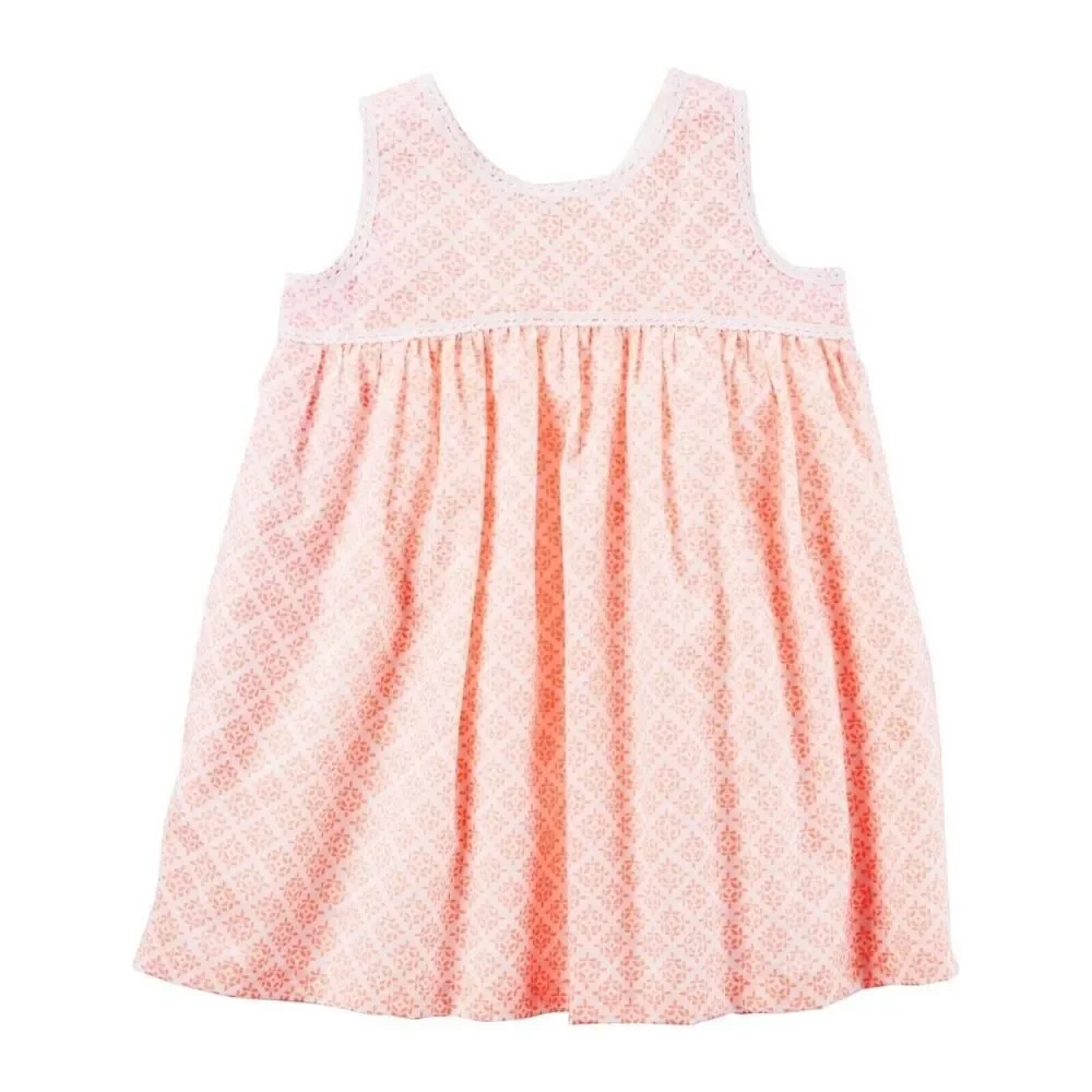 Baby Girl Pink White Neon Geo Print Dress & Bloomers Outfit Set Sleeveless 6m